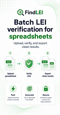 FindLEI workbook checker for upload, verification, and exported results